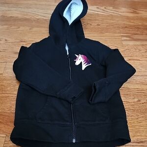 Kids Black Unicorn Zip Up